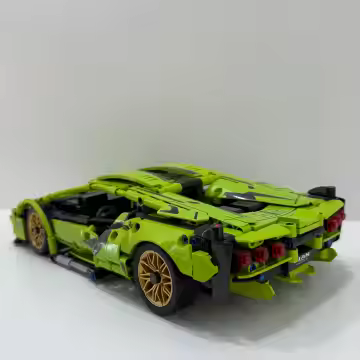 Cyberpunk Modern 1:14 Sports Car - Building Blocks 1000+PCS - Static Racing Kit green - Image 5