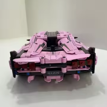Cyberpunk Modern 1:14 Sports Car - Building Blocks 1000+PCS - Static Racing Kit pink - Image 4