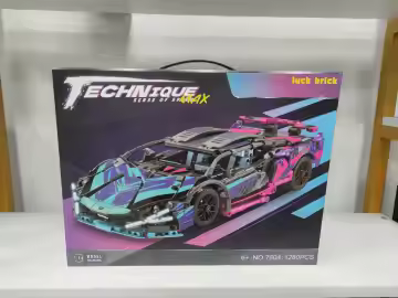 Cyberpunk Modern 1:14 Sports Car - Building Blocks 1000+PCS - Static Racing Kit pink - Image 2
