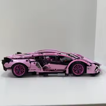 Cyberpunk Modern 1:14 Sports Car - Building Blocks 1000+PCS - Static Racing Kit pink - Image 5