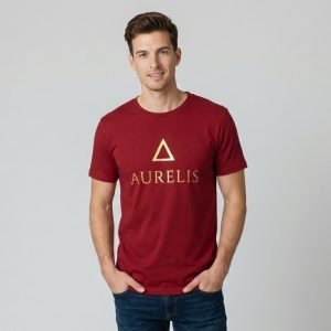 Aurelis - 100% Cotton 230GSM Heavy Weight Luxury T-shirt -Shirt - Deep Red